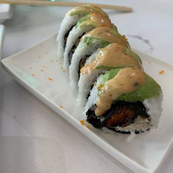 Azukar Sushi - Caterpillar roll w/ shrimp tempura, crab salad, and unagi inside - Sushi Bars Near Me - Sacramento, California Azukar Sushi - Caterpillar roll w/ shrimp tempura, crab salad, and unagi inside - Sushi Bars Near Me - Sacramento, California