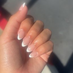 French tip almond acrylic nails French tip almond acrylic nails