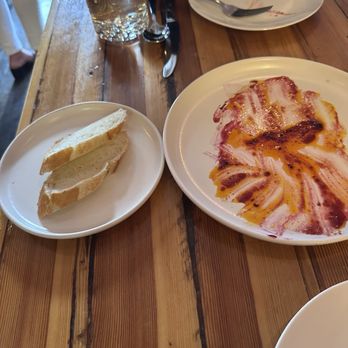 The Plimoth - Roasted beet sauce and bread for sopping up. - Italian Near Me - Denver, Colorado The Plimoth - Roasted beet sauce and bread for sopping up. - Italian Near Me - Denver, Colorado