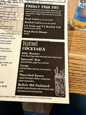 Menu photo 1 Watershed Saloon Delavan, WI Menu photo 1 Watershed Saloon Delavan, WI