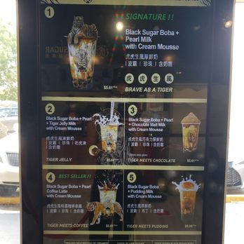 Tiger Sugar - Menu for milk teas - Coffee & Tea Near Me - Hollywood, Florida