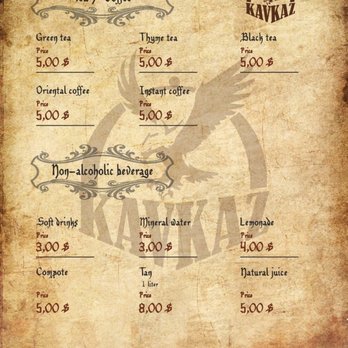 Kavkaz - a menu for a coffee shop - Mediterranean Near Me - Montreal, Quebec Kavkaz - a menu for a coffee shop - Mediterranean Near Me - Montreal, Quebec