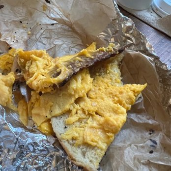 Cafe Square One - Sunrise Sammy with mustard colored eggs - Salad Near Me - Philadelphia, Pennsylvania