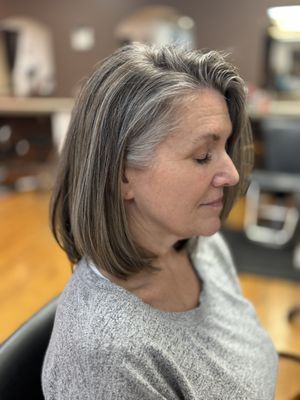 Grey hair/blending - Whether you are wanting to express the beauty of your hair naturally, blend your grey, or add life and sparkle to your existing grey, I've got you covered! Grey hair/blending - Whether you are wanting to express the beauty of your hair naturally, blend your grey, or add life and sparkle to your existing grey, I've got you covered!