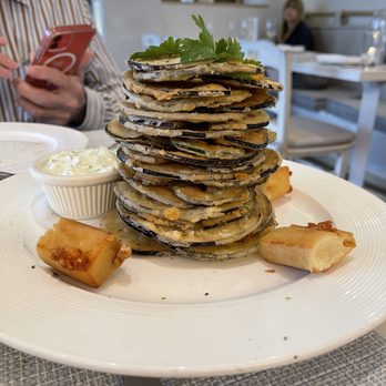 Kyma - Kyma chips- eggplant/ zucchini tower - Seafood Near Me - Roslyn, New York