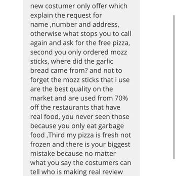Pizzeria Di Maria - Owner snide reply to his COSTUMER - Pizza Near Me - Carol Stream, Illinois