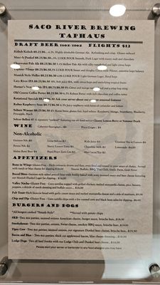 Menu photo 2 Saco River Brewing Taphaus Conway, NH Menu photo 2 Saco River Brewing Taphaus Conway, NH