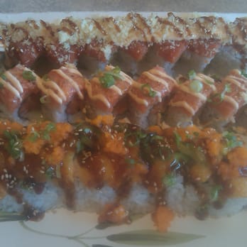 Hanabi Sushi - Titanic (bottom) Spicy Salmon Special (middle) Hot night (top) - Sushi Bars Near Me - Martinez, California Hanabi Sushi - Titanic (bottom) Spicy Salmon Special (middle) Hot night (top) - Sushi Bars Near Me - Martinez, California