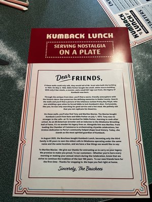 Menu photo 2 Kumback Lunch Perry, OK
