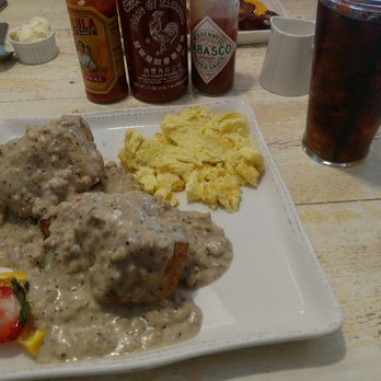 Egg - Sage Sausage Gravy and Biscuits. Caution this has a spicey sage and pepper bite. May not be for tender mouths. - Breakfast & Brunch Near Me - Rehoboth Beach, Delaware