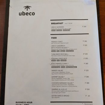 Ubeco - Menu - Cafes Near Me - Panglao, BOH