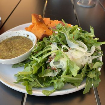 Whole Harvest Kitchen - Salad and sweet potatoes that came on the side bc the cauli steak is so large lol - Vegan Near Me - Overland Park, Kansas Whole Harvest Kitchen - Salad and sweet potatoes that came on the side bc the cauli steak is so large lol - Vegan Near Me - Overland Park, Kansas
