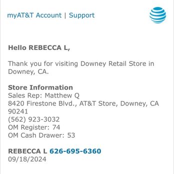 AT&T Store - I don't live anywhere near this store. Matthew Q. You are a crook. - Mobile Phones Near Me - Downey, California