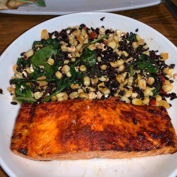 California Pizza Kitchen - Salmon & veggies mixed with black rice. SO DELICIOUSLY ONO!!!! Black rice is a side. - Pizza Near Me - Aiea, Hawaii California Pizza Kitchen - Salmon & veggies mixed with black rice. SO DELICIOUSLY ONO!!!! Black rice is a side. - Pizza Near Me - Aiea, Hawaii