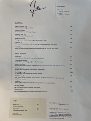 Menu photo 1 Julian Restaurant Tampa, FL Menu photo 1 Julian Restaurant Tampa, FL