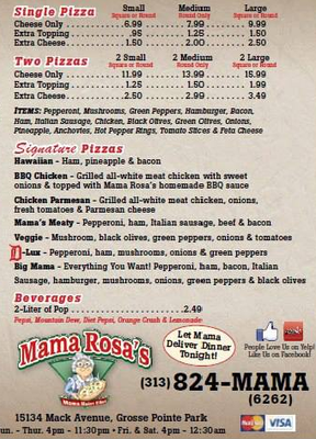 Menu photo 3 Mama Rosa's Pizzeria Grosse Pointe, MI