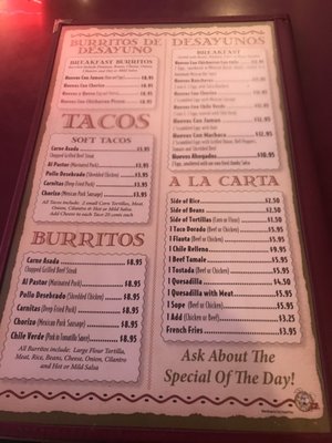 Menu photo 8 Taqueria Tepatitlan Ventura, CA