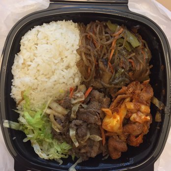 Bopbartruck - Combination rice bowl (bulgogi beef, spicy pork, and noodles) - Food Trucks Near Me - Glenview, Illinois