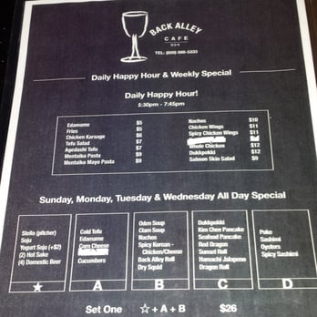 Back Alley Café - Menu....... - Karaoke Near Me - Honolulu, Hawaii Back Alley Café - Menu....... - Karaoke Near Me - Honolulu, Hawaii