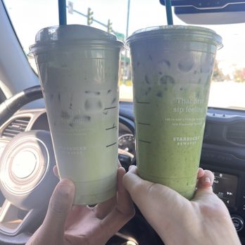 Starbucks - The drink from this store on the left, with about half the amount of flavoring. Vs. the new drink from the other store - Coffee & Tea Near Me - Boise, Idaho Starbucks - The drink from this store on the left, with about half the amount of flavoring. Vs. the new drink from the other store - Coffee & Tea Near Me - Boise, Idaho