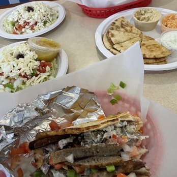 Grecian Corner - Greek Salad Delicious Gyro Trio Sampler - Greek Near Me - Winston Salem, North Carolina