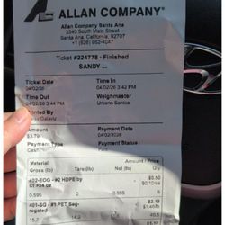 Allan Company Recycling Center - Receipt!