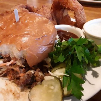 The Kettle - Pork bbq sandwich w/onion rings - Diners Near Me - Manhattan Beach, California