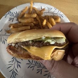 Actual picture of the Double Classic Cheeseburger.