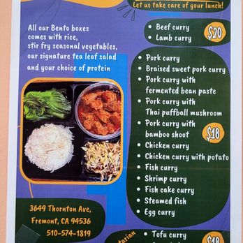 Kyain Kyain - Menu 5 of 5, as of October 2025. Bento box specials. - Burmese Near Me - Fremont, California Kyain Kyain - Menu 5 of 5, as of October 2025. Bento box specials. - Burmese Near Me - Fremont, California