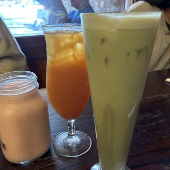 The Whistling Kettle - strawberry smoothie, peach iced tea and iced matcha latte with vanilla - Sandwiches Near Me - Ballston Spa, New York The Whistling Kettle - strawberry smoothie, peach iced tea and iced matcha latte with vanilla - Sandwiches Near Me - Ballston Spa, New York