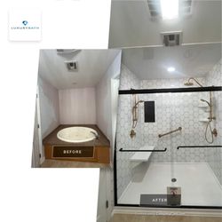 Luxury Bath NJPA - Garden tub to walk in shower conversion. Matte black/Gold Finish