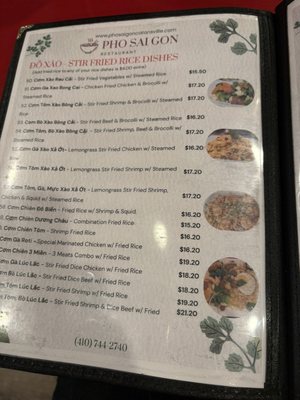 Menu photo 8 Pho Saigon Catonsville, MD