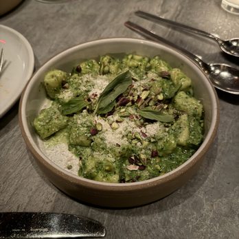 Lilia - Ricotta Gnocchi, broccoli pesto, pecorino, pistachios - Italian Near Me - Brooklyn, New York Lilia - Ricotta Gnocchi, broccoli pesto, pecorino, pistachios - Italian Near Me - Brooklyn, New York