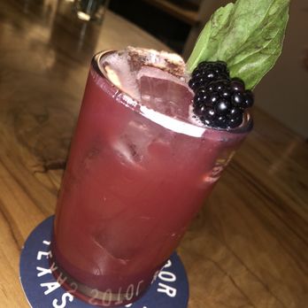 Desert Door - Can't remember the name but this is a Desert Door version of a blackberry smash. It's Zach's specialty -- ask him for details! - Distilleries Near Me - Driftwood, Texas Desert Door - Can't remember the name but this is a Desert Door version of a blackberry smash. It's Zach's specialty -- ask him for details! - Distilleries Near Me - Driftwood, Texas