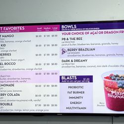 Planet Smoothie - Menu