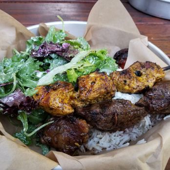 Bella's Cravings - Chicken and shish kabob over rice with huge salad. So fresh and flavorful!!!! - Food Trucks Near Me - Portland, Oregon