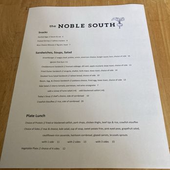 The Noble South - Menu - New American Near Me - Mobile, Alabama The Noble South - Menu - New American Near Me - Mobile, Alabama