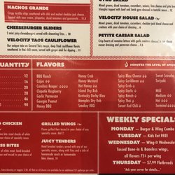 Velocity Wings - The sauces