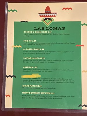 Menu photo 1 Las Lomas Dyersburg, TN Menu photo 1 Las Lomas Dyersburg, TN