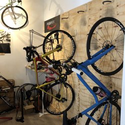 Fixed Gear Coffee - Bike rack in the shop.