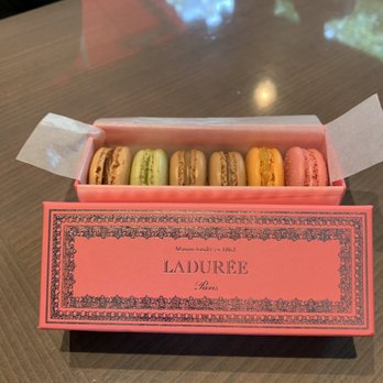 Ladurée - Macaroons: salted caramel (my favorite), pistachio, coffee (x2), tropical, and strawberry (husbands favorite) - Macarons Near Me - Paris, 75 Ladurée - Macaroons: salted caramel (my favorite), pistachio, coffee (x2), tropical, and strawberry (husbands favorite) - Macarons Near Me - Paris, 75