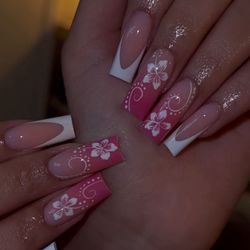 Lamour Nail Happy Valley - Photo shown to nail artist as a reference. (Wanted purple inside of the pink shown in photo)