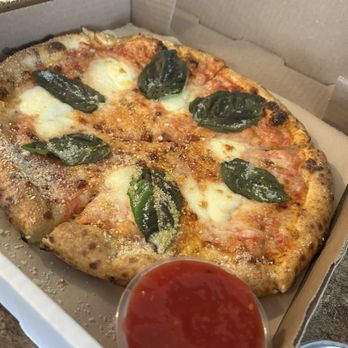 Wooden City - Spokane - The Margherita pizza..crust amazing, sauce fresh but lacked flavor:( - New American Near Me - Spokane, Washington