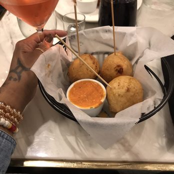 Sugar Factory Foxwoods - Stuffed Macaroni Bites w/ a creamy tomato dipping sauce & Watermelon Martini! - American Near Me - Mashantucket, Connecticut