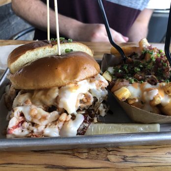 Slapfish - Surf and turf burger with the clam chowder fries! Amazing! - Seafood Near Me - Park City, Utah Slapfish - Surf and turf burger with the clam chowder fries! Amazing! - Seafood Near Me - Park City, Utah