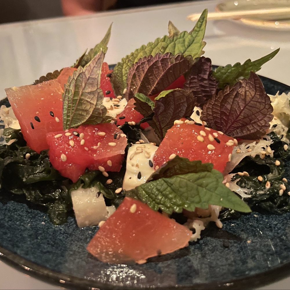 Joto - Watermelon and Seaweed salad with Red Shiso - Japanese Near Me - Chicago, Illinois Joto - Watermelon and Seaweed salad with Red Shiso - Japanese Near Me - Chicago, Illinois