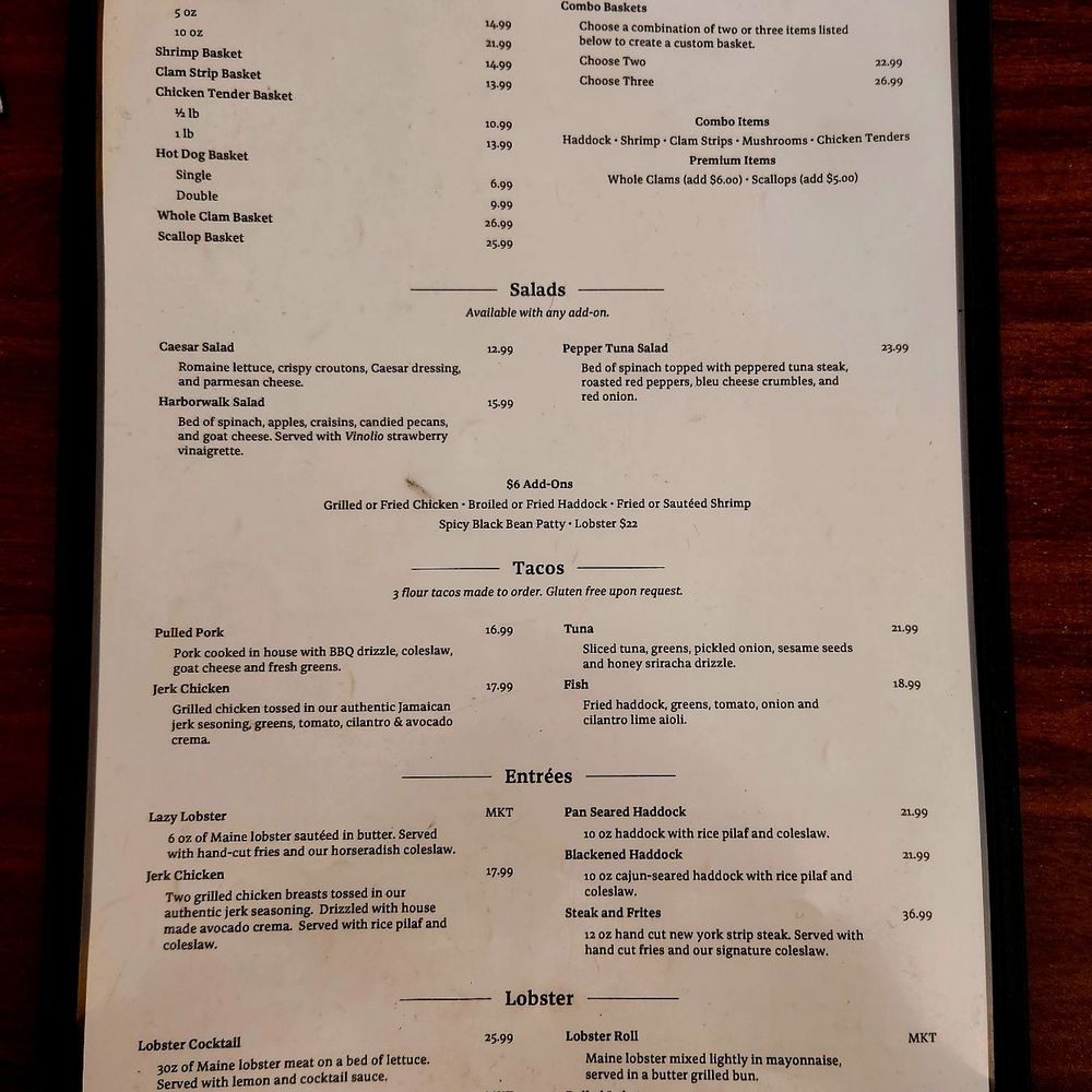 Menu from Front Street Pub & Harborwalk Cafe