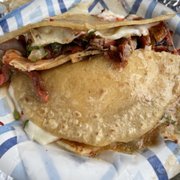 Photo of Tacos El Gordo - Chula Vista, CA, United States. Mulas - which I sliced to show you what's inside