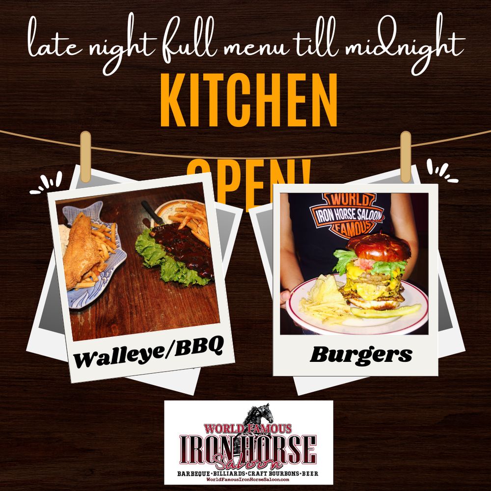 Food from World Famous Iron Horse Saloon