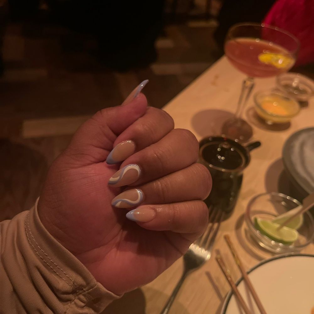 Nails Professional by Lee Diamond - Acrylic full set, medium length, oval/stiletto shape, gel French & swirl designs - Nail Salons Near Me - New York, New York Nails Professional by Lee Diamond - Acrylic full set, medium length, oval/stiletto shape, gel French & swirl designs - Nail Salons Near Me - New York, New York